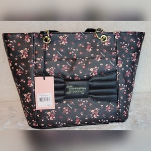 NWT Juicy Couture Ditzy Rose Black Pretty Bow Tote
